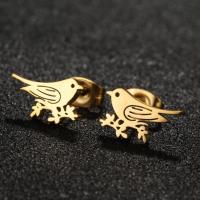 Stainless Steel Stud Earring, 304 Stainless Steel, Bird, Vacuum Ion Plating, fashion jewelry & for woman [