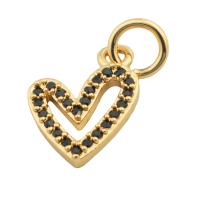 Cubic Zirconia Micro Pave Brass Pendant, Heart, gold color plated, fashion jewelry & DIY & micro pave cubic zirconia & for woman, two different colored Approx 3mm 