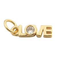Cubic Zirconia Micro Pave Brass Pendant, Alphabet Letter, gold color plated, fashion jewelry & DIY & micro pave cubic zirconia & for woman, golden 