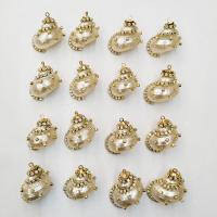Shell colgantes de diamantes de imitación, Nácar, Concha, pulido, Bricolaje & con diamantes de imitación, color mixto, 20x31mm, Vendido por UD