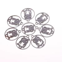 Stainless Steel Animal Pendants, 304 Stainless Steel, Flat Round, DIY & hollow, original color [