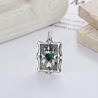 Cubic Zirconia Sterling Silver Pendants, 925 Sterling Silver, Antique finish, DIY & micro pave cubic zirconia 