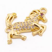 Cubic Zirconia Micro Pave Brass Pendant, Horse, high quality gold color plated, DIY & micro pave cubic zirconia Approx 1mm 
