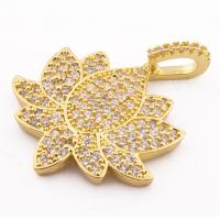 Cubic Zirconia Micro Pave Brass Pendant, Flower, high quality gold color plated, DIY & micro pave cubic zirconia Approx 3mm 