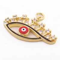 Fashion Evil Eye Pendant, Brass, high quality gold color plated, DIY & micro pave cubic zirconia Approx 3mm [