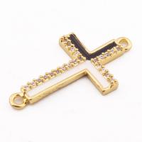 Cubic Zirconia Micro Pave Brass Pendant, Cross, high quality gold color plated, DIY & micro pave cubic zirconia Approx 1mm [