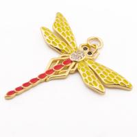 Cubic Zirconia Micro Pave Brass Pendant, Dragonfly, high quality gold color plated, DIY & micro pave cubic zirconia Approx 3mm [