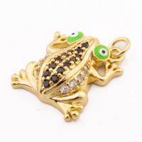 Cubic Zirconia Micro Pave Brass Pendant, Frog, high quality gold color plated, DIY & micro pave cubic zirconia Approx 3mm 