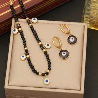 Evil Eye Jewelry Set, 316 Stainless Steel, with Crystal, with 1.97inch extender chain, handmade, fashion jewelry & for woman Approx 15.75 Inch [