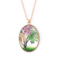 Glass Zinc Alloy Necklace, with Dried Flower & Glass, fashion jewelry & for woman Approx 23.62 Inch 