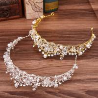 Bridal Tiaras, Zinc Alloy, with Crystal & Plastic Pearl, handmade, fashion jewelry & for woman & with rhinestone Inner Approx 155mm [