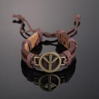 PU Leather Cord Bracelets, with Zinc Alloy, fashion jewelry & for man Approx 7.09 Inch [
