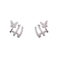 Cubic Zirconia Micro Pave Brass Earring, Copper Alloy, Butterfly, platinum plated, fashion jewelry & micro pave cubic zirconia & for woman 