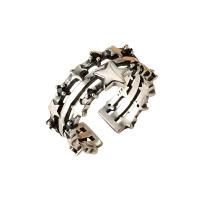 Цирконий Микро вымощает стерлингового серебра палец кольцо, Серебро 925 пробы, Звезда, плакированный цветом под старое серебро, регулируемый & инкрустированное микро кубического циркония & Женский, размер:5.5-7.5, продается PC