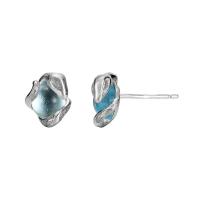 Sterling Silver Stud Earring, 925 Sterling Silver, with Crystal, platinum plated, for woman & epoxy gel, 6mm [