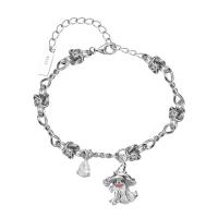 Cubic Zirconia Sterling Silver Bracelets, 925 Sterling Silver, with 1.4inch extender chain, Ghost, platinum plated, fashion jewelry & micro pave cubic zirconia & for woman Approx 5.5 Inch [