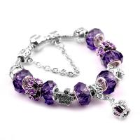 Zinc Alloy European Bracelets, Crystal, with Zinc Alloy, plated  & for woman & with rhinestone [