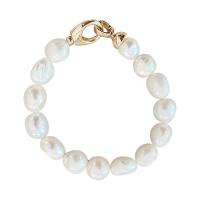bracelet en laiton de perle d'eau douce cultivée, avec laiton, Placage de couleur d'or, bijoux de mode & pour femme Environ 7.5 pouce, Vendu par PC[