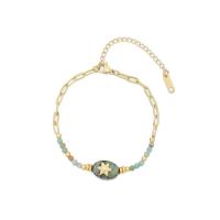 Gemstone Bracelets, Natural Stone, with 304 Stainless Steel, with 2.36inch extender chain, real gold plated, fashion jewelry & for woman Approx 6.7 Inch [