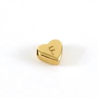 Titanium Steel Spacer Bead, Heart, 18K gold plated, DIY & with letter pattern 