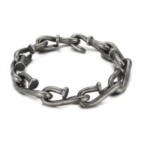 Stainless Steel Chain Bracelets, 304 Stainless Steel, Vacuum Ion Plating, fashion jewelry & DIY & Unisex, plumbum black, 12 cm [