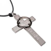 Zinc Alloy Necklace, with Wax Cord, Cross, polished, fashion jewelry & for woman, silver color cm 