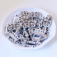 Perles plates en alliage de zinc , rectangle, Plaqué de couleur d'argent, DIY & creux Environ Vendu par sac[