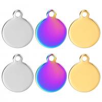 Stainless Steel Tag Charm, 304 Stainless Steel, Flat Round, Vacuum Ion Plating, DIY [