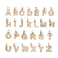 Stainless Steel Letter Pendant, 316L Stainless Steel, with Cubic Zirconia, Vacuum Ion Plating, DIY 8mm [