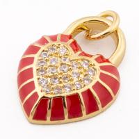 Cubic Zirconia Micro Pave Brass Pendant, Heart, high quality gold color plated, DIY & micro pave cubic zirconia Approx 4mm 