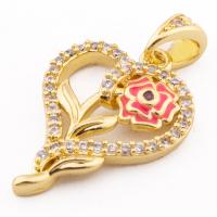 Cubic Zirconia Micro Pave Brass Pendant, Heart, high quality gold color plated, DIY & micro pave cubic zirconia Approx 3mm 