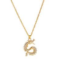 Zinc Alloy Cubic Zirconia Necklace, with 1.97inch extender chain, Dragon, plated, fashion jewelry & for woman & with cubic zirconia Approx 18.5 Inch 