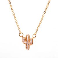 Brass Cubic Zirconia Necklace, with 1.97inch extender chain, Opuntia Stricta, plated, fashion jewelry & for woman & with cubic zirconia Approx 19.09 Inch [