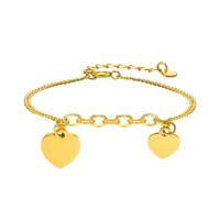 Stainless Steel Charm Bracelet, 304 Stainless Steel, Heart, Vacuum Ion Plating, fashion jewelry & for woman, golden Approx 7.48 Inch [