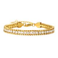 Stainless Steel Chain Bracelets, 304 Stainless Steel, with 1.97inch extender chain, 18K gold plated & micro pave cubic zirconia & for woman, golden Approx 6.3 Inch [