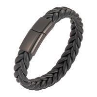 PU Leather Cord Bracelets, with 316L Stainless Steel, Vacuum Ion Plating, for man .5 cm [
