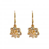 Cubic Zircon Brass Earring, Copper Alloy, with Plastic Pearl, Flower, real gold plated, fashion jewelry & micro pave cubic zirconia & for woman 