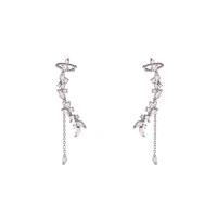 Cubic Zircon Brass Earring, Copper Alloy, platinum plated, fashion jewelry & micro pave cubic zirconia & for woman, 45mm 