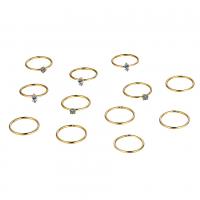 Zinc Alloy Ring Set, Geometrical Pattern, 12 pieces & fashion jewelry & for woman & with rhinestone [