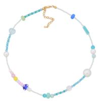 Collar de la joyería de cristal de Murano, con Seedbead, con 2inch extender cadena, para mujer, longitud:aproximado 15.7 Inch, Vendido por UD[