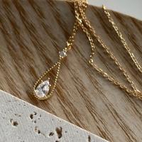 Zinc Alloy Cubic Zirconia Necklace, gold color plated, fashion jewelry & micro pave cubic zirconia & for woman Approx 40 cm 