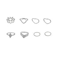 Zinc Alloy Ring Set, silver color plated, 8 pieces & fashion jewelry & for woman [