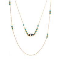 Fashion Multi Layer Necklace, Titanium Steel, with turquoise, gold color plated, Double Layer & fashion jewelry & for woman & enamel 
