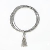 Stainless Steel Stretch Bracelet, 304 Stainless Steel, Tassel, fashion jewelry & multilayer & elastic & for woman, original color, 1.7mm Approx 19 cm [