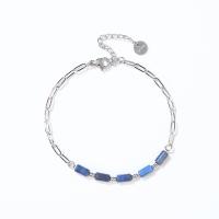 Gemstone Bracelets, 304 Stainless Steel, with Lapis Lazuli & Tiger Eye, with 3cm extender chain, Column, Vacuum Ion Plating, fashion jewelry & for woman Approx 16 cm [