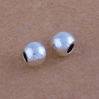 Perles de gros trou en alliage de zinc, Rond, Plaqué de couleur d'argent, Vintage & DIY Environ Vendu par sac[