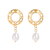 Plastic Pearl Zinc Alloy Earring, with Plastic Pearl, plated, fashion jewelry & for woman & hollow 