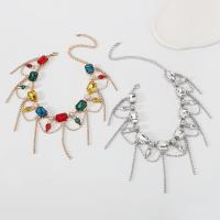 Fashion Iron Necklace, fashion jewelry & for woman & with rhinestone Approx 11.02-16.73 Inch [