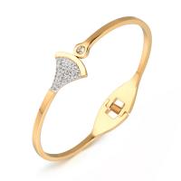 Stainless Steel Cuff Bangle, 316L Stainless Steel, plated, fashion jewelry & micro pave cubic zirconia 14mm, Inner Approx 59mm [