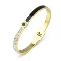 Stainless Steel Bangle, 316L Stainless Steel, plated, fashion jewelry & micro pave cubic zirconia & enamel 7mm [